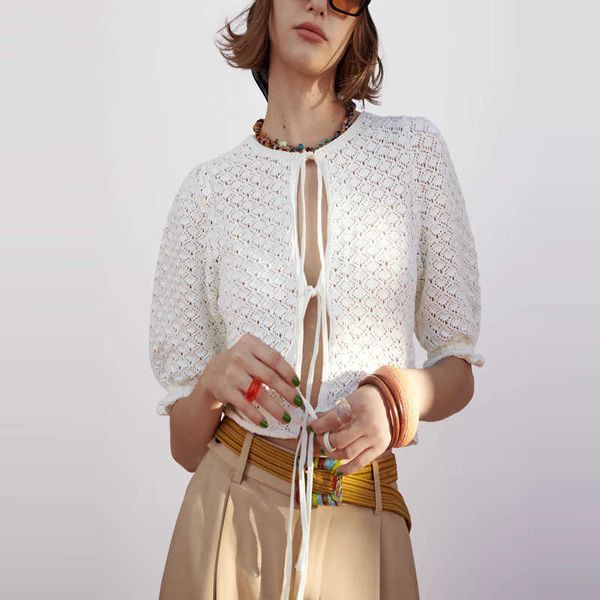 za vintage jacquard cropped knit blouse women short sleeve o neck ruffle spring shirt female front ties green knitted 210602, White
za vintage jacquard cropped knit blouse women short sleeve o neck ruffle spring shirt female front ties green knitted 210602, White