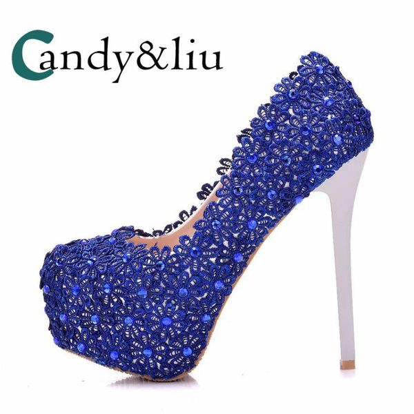 dress shoes blue lace wedding super high heel slip-on with paltform appliques round toe women pumps for party banquet evening, Black
dress shoes blue lace wedding super high heel slip-on with paltform appliques round toe women pumps for party banquet evening, Black