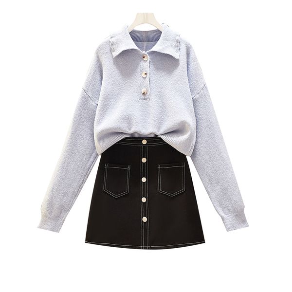 Women's Tracksuits autumn outfit set long sleeve knit sweater lapel students render skirt women knitted top black A line suit I5RX, Gray
Women's Tracksuits autumn outfit set long sleeve knit sweater lapel students render skirt women knitted top black A line suit I5RX, Gray