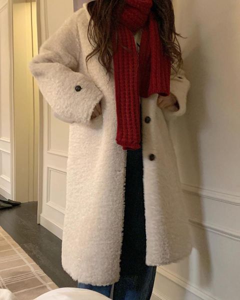 women's fur & faux 2021 korea fashion lamb wool autumn winter coat women jacket fleece shaggy warm long sleeve overcoat single breasted, Black
women's fur & faux 2021 korea fashion lamb wool autumn winter coat women jacket fleece shaggy warm long sleeve overcoat single breasted, Black