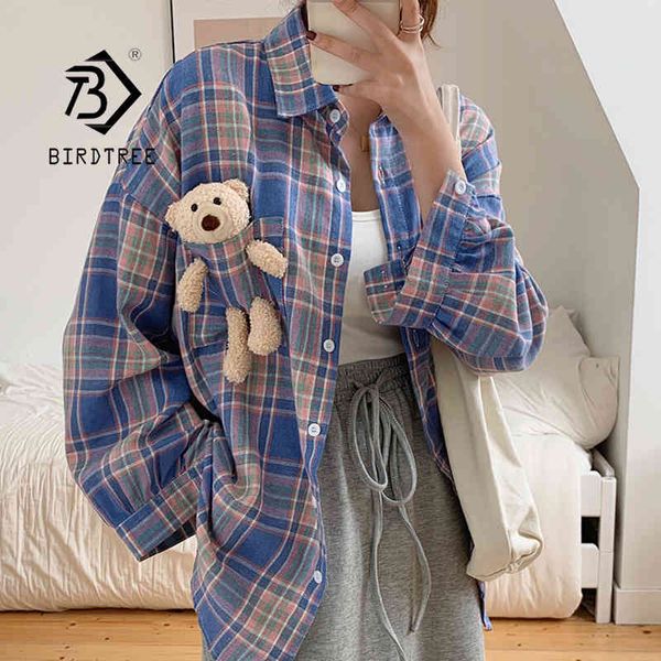 spring new women vintage plaid oversize shirt with bear turn-down collar autumn loose blouse button up bf style t0o509f 210430, White
spring new women vintage plaid oversize shirt with bear turn-down collar autumn loose blouse button up bf style t0o509f 210430, White