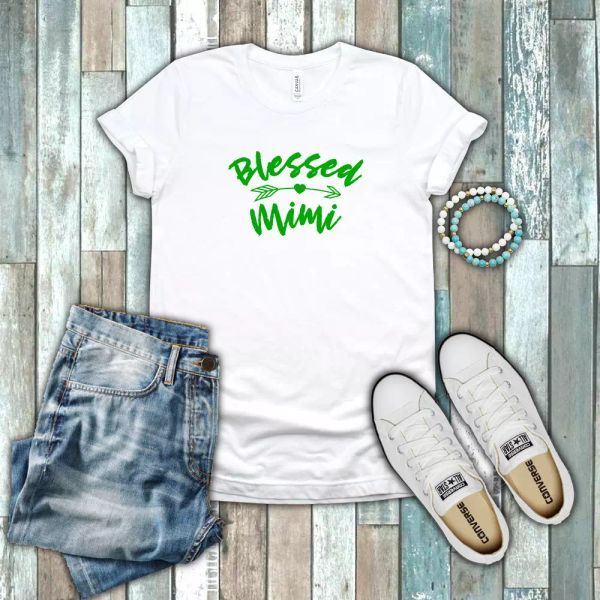blessed mimi grandma love family gift green white cotton t-shirt, White;black
blessed mimi grandma love family gift green white cotton t-shirt, White;black