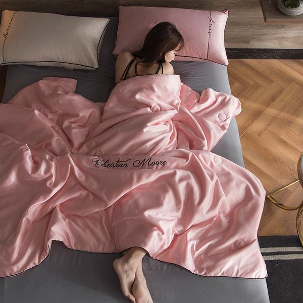 comforters & sets modern fashion embroidery silk summer quilt solid color air conditioning gift lb61620
comforters & sets modern fashion embroidery silk summer quilt solid color air conditioning gift lb61620