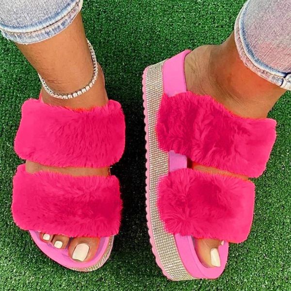 women's platform one word fashion slippers plush crystal ladies sandals women outdoor casual fashion#, Black
women's platform one word fashion slippers plush crystal ladies sandals women outdoor casual fashion#, Black