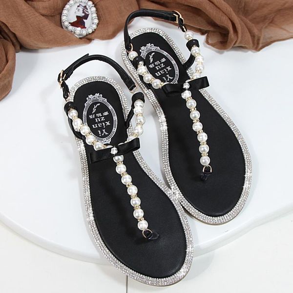 women sandals 2021 summer shoes flat pearl comfortable string bead beach slippers casual pink white black
women sandals 2021 summer shoes flat pearl comfortable string bead beach slippers casual pink white black