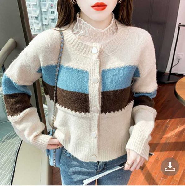 women's knits & tees bulochova 2021 autumn retro stitching color knitted cardigan female women long sleeve single-breasted loose short, White
women's knits & tees bulochova 2021 autumn retro stitching color knitted cardigan female women long sleeve single-breasted loose short, White