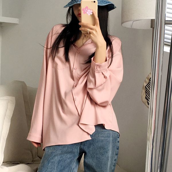 women's & faux leather 2021 spring fall 6 color sweet female shirt released large shirts long sleeve solid chiffon for fashions, Black
women's & faux leather 2021 spring fall 6 color sweet female shirt released large shirts long sleeve solid chiffon for fashions, Black