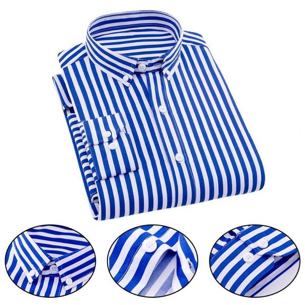 men's casual shirts men lapel shirt striped single-breasted autumn winter long sleeve business formal camisa social masculina, White;black
men's casual shirts men lapel shirt striped single-breasted autumn winter long sleeve business formal camisa social masculina, White;black