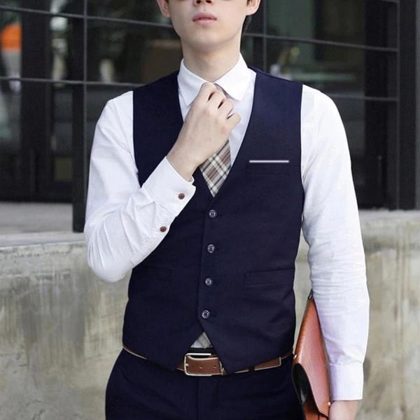 men's vests business men 4 buttons v-neck sleeveless waistcoat slim and fit style working wedding vest lightweight comfortable gifts, Black;white
men's vests business men 4 buttons v-neck sleeveless waistcoat slim and fit style working wedding vest lightweight comfortable gifts, Black;white