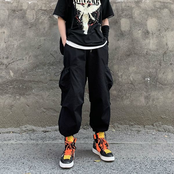 casual pants men multi-pockets ankle length lace-up bundle solid loose ins fashion leisure oversize tees cargo trousers korean, Black
casual pants men multi-pockets ankle length lace-up bundle solid loose ins fashion leisure oversize tees cargo trousers korean, Black