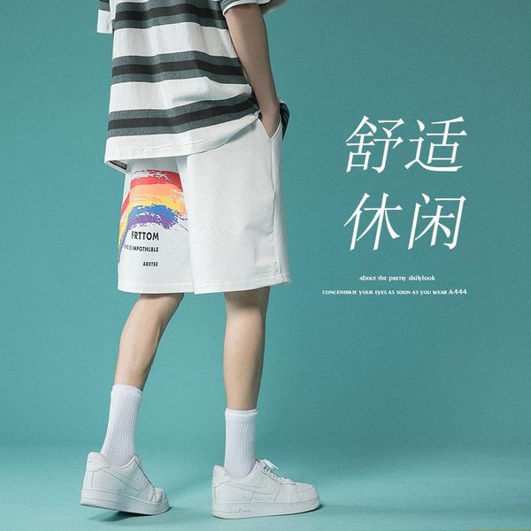 shorts man summer logo loose hong kong style casual five-cent pants cool rainbow straight that go with everything men's, White;black
shorts man summer logo loose hong kong style casual five-cent pants cool rainbow straight that go with everything men's, White;black