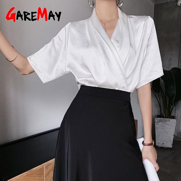 women's blouses & shirts summer beautiful elegant basic short sleeve loose silk work v-neck satin white oversize shirt korean style
women's blouses & shirts summer beautiful elegant basic short sleeve loose silk work v-neck satin white oversize shirt korean style