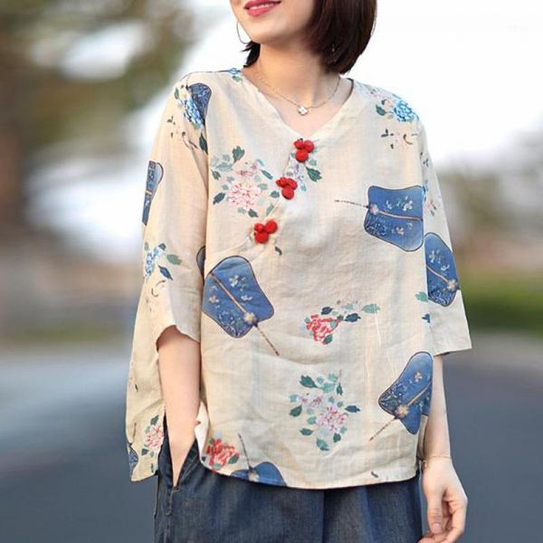 women's blouses & shirts johnature summer cotton linen retro print o-neck plate buckle half sleeve shirt 2021 simple comfortable all-ma, White
women's blouses & shirts johnature summer cotton linen retro print o-neck plate buckle half sleeve shirt 2021 simple comfortable all-ma, White