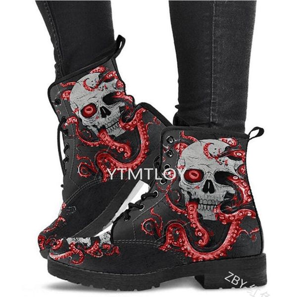 boots skull women lace up flower print ankle fashion round toe ladies mid heel shoes black pu leather
boots skull women lace up flower print ankle fashion round toe ladies mid heel shoes black pu leather