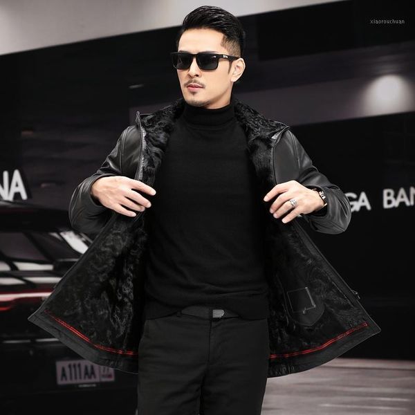 men's leather & faux 2021 100% genuine cowhide jacket hooded thick sheep shearing liner coat black long warm cow jaquetas gmm489
men's leather & faux 2021 100% genuine cowhide jacket hooded thick sheep shearing liner coat black long warm cow jaquetas gmm489