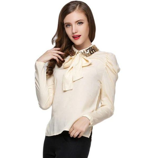 women's blouses & shirts runway brand beading rivets collar ol blouse shirt with bow all-match basic womens female 10100416, White
women's blouses & shirts runway brand beading rivets collar ol blouse shirt with bow all-match basic womens female 10100416, White