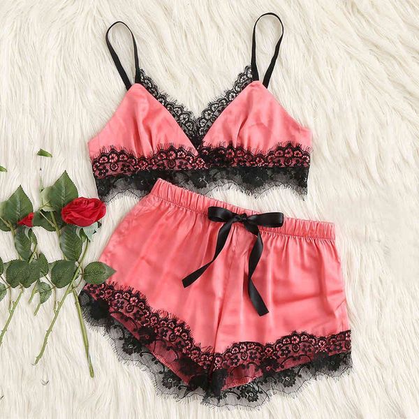 women's sleepwear women sleeveless strap nightwear lace trim satin ladies pajama sets lingerie homewear *b mdfe, Black;red
women's sleepwear women sleeveless strap nightwear lace trim satin ladies pajama sets lingerie homewear *b mdfe, Black;red