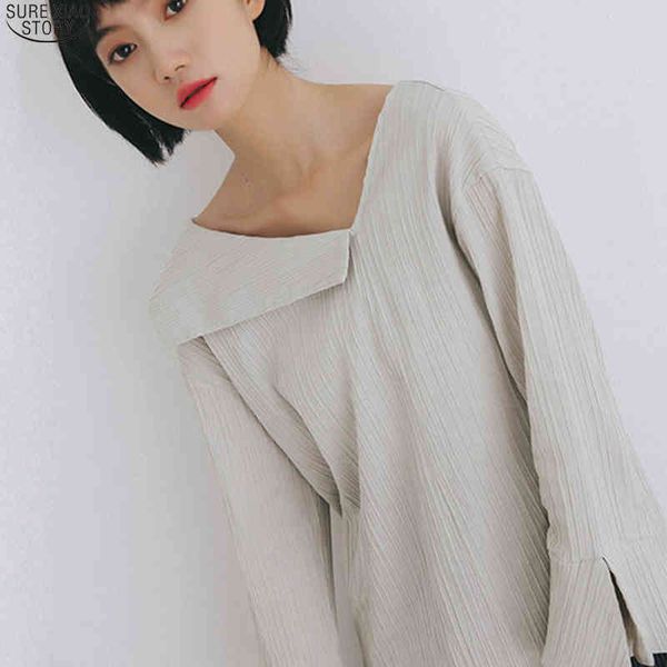 office long-sleeve cotton linen blouse white ladies spring korean loose solid color v-neck women shirt 10064 210415
office long-sleeve cotton linen blouse white ladies spring korean loose solid color v-neck women shirt 10064 210415