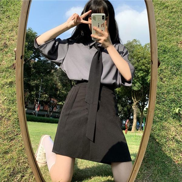 clothing sets japanese college jk uniform two-piece female wild necktie short-sleeved shirt + high waist pure color a- line skirts in summer, White
clothing sets japanese college jk uniform two-piece female wild necktie short-sleeved shirt + high waist pure color a- line skirts in summer, White