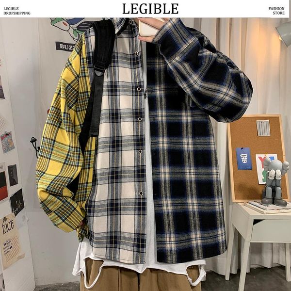 plaid patchwork men's shirts 2021 harajuku men casual long sleeve shirt streetwear man oversized, White;black
plaid patchwork men's shirts 2021 harajuku men casual long sleeve shirt streetwear man oversized, White;black