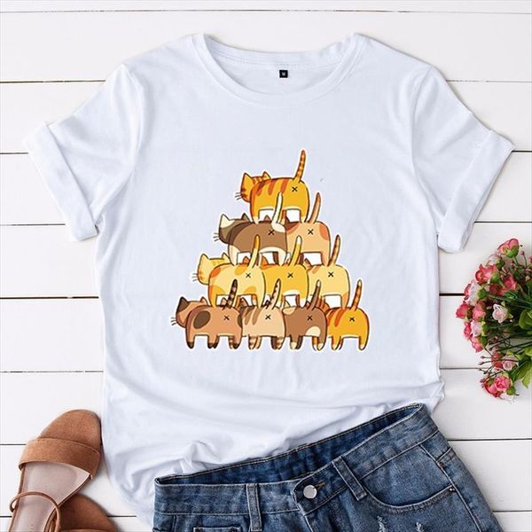 cute cats print short sleeve women t shirt harajuku casual o neck basic tees female 90s kawaii funny cartoon, White
cute cats print short sleeve women t shirt harajuku casual o neck basic tees female 90s kawaii funny cartoon, White