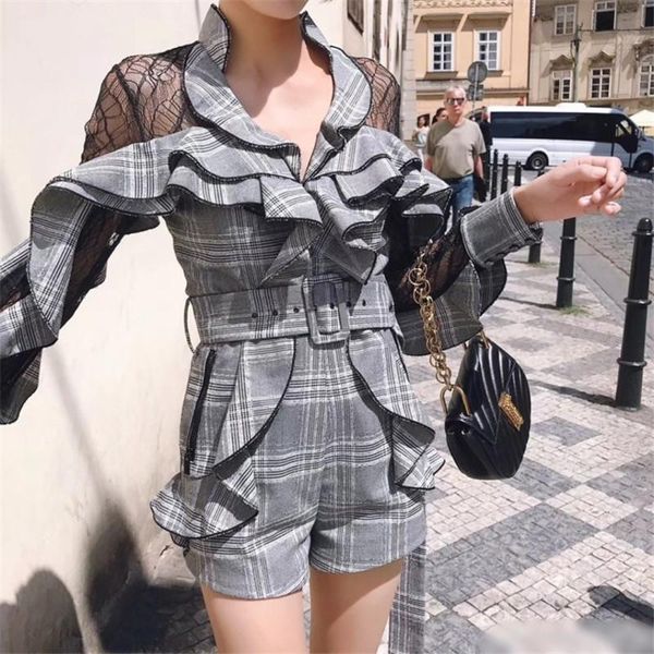 women's jumpsuits & rompers 2021 arrive plaid playsuits full sleeve ruffles women black lace, Black;white
women's jumpsuits & rompers 2021 arrive plaid playsuits full sleeve ruffles women black lace, Black;white