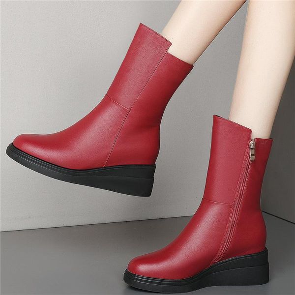 boots winter high fashion sneakers women genuine leather wedges heel ankle female round toe platform pumps casual shoes, Black
boots winter high fashion sneakers women genuine leather wedges heel ankle female round toe platform pumps casual shoes, Black