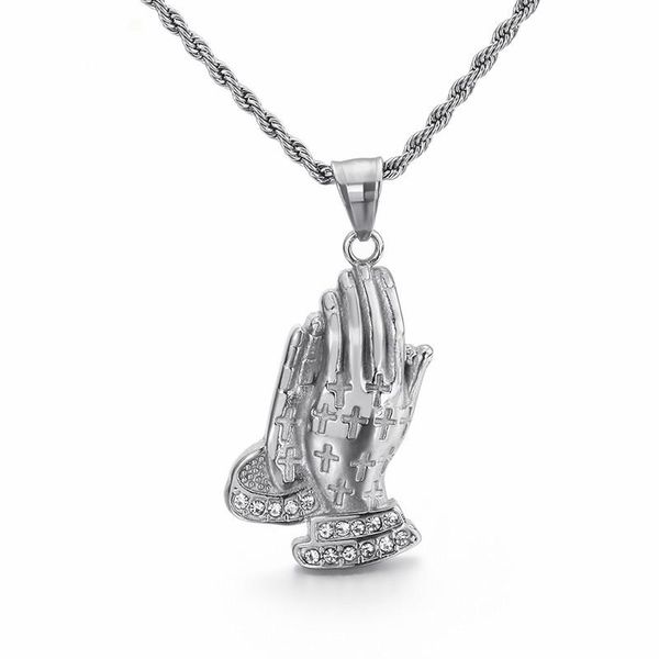 pendant necklaces praying hands necklace men brother gifts stainless steel & cubic zircon gold /s/black chain jewelry, Silver
pendant necklaces praying hands necklace men brother gifts stainless steel & cubic zircon gold /s/black chain jewelry, Silver
