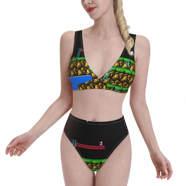 women's swimwear bikini retro game 2021 women swimsuit high waist vintage 80s beach wear, White;black
women's swimwear bikini retro game 2021 women swimsuit high waist vintage 80s beach wear, White;black
