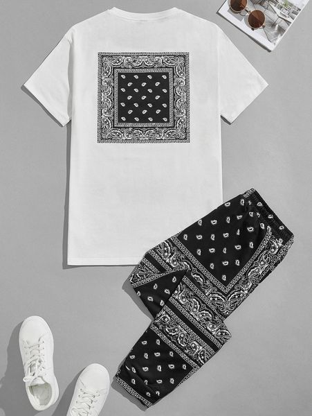 men paisley scarf print tee & pants h2aw#, Gray
men paisley scarf print tee & pants h2aw#, Gray