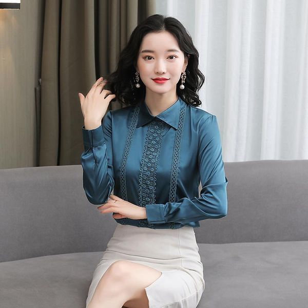 women's blouses & shirts autumn shirt long sleeve stitching blouse solid color satin hedging casual fashion lady loose, White
women's blouses & shirts autumn shirt long sleeve stitching blouse solid color satin hedging casual fashion lady loose, White