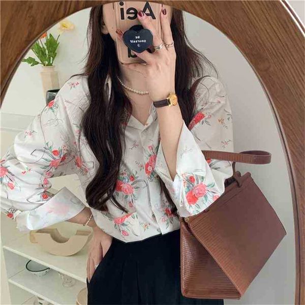 women retro chic blouse floral femme gentle shirts office lady high waist streetwear spring 210525, White
women retro chic blouse floral femme gentle shirts office lady high waist streetwear spring 210525, White