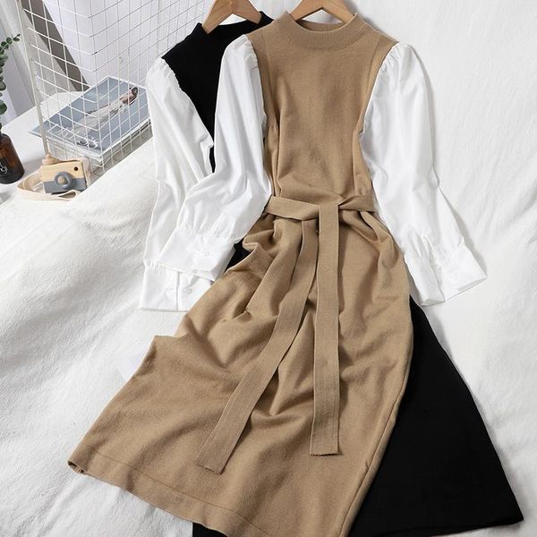 casual dresses gaganight korean fashion women maxi dress partchwork shirt knitted office lady elegant belt vestidos 2021 drop, Black;gray
casual dresses gaganight korean fashion women maxi dress partchwork shirt knitted office lady elegant belt vestidos 2021 drop, Black;gray