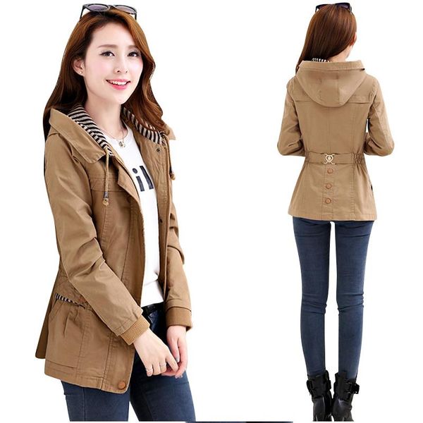 women's trench coats ladies fashion 2021 spring autumn korean hooded coat short slim womens windbreaker plus size women overcoat 4xl, Tan;black
women's trench coats ladies fashion 2021 spring autumn korean hooded coat short slim womens windbreaker plus size women overcoat 4xl, Tan;black