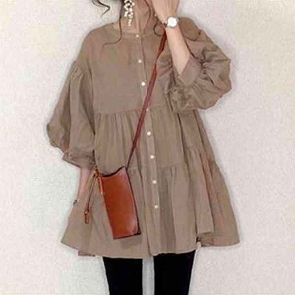 thin ruffles button women shirts a line korea japanese style puff sleeve female oversized spring min shirt dress ladies, White
thin ruffles button women shirts a line korea japanese style puff sleeve female oversized spring min shirt dress ladies, White