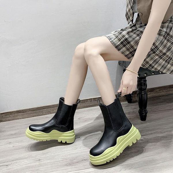 boots candy colors genuine leather boot thick sole big round toe high heel autumn runway platform shoes for women, Black
boots candy colors genuine leather boot thick sole big round toe high heel autumn runway platform shoes for women, Black