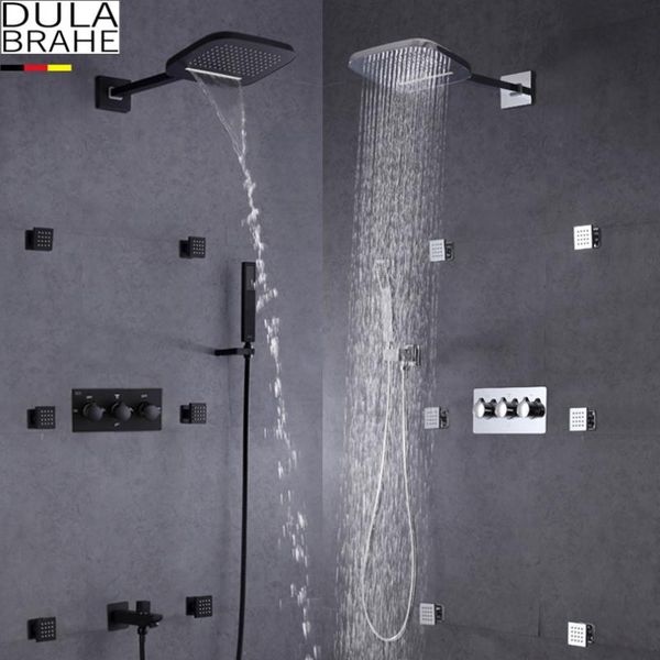 waterfall bathroom shower mixer faucet set wall mounted rain bath head tap black / silver sets
waterfall bathroom shower mixer faucet set wall mounted rain bath head tap black / silver sets