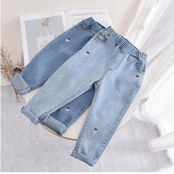 spring autumn childrens trousers fashion loose mid waist strawberry embroidery casual jeans for girls pants 2-8 years, Blue
spring autumn childrens trousers fashion loose mid waist strawberry embroidery casual jeans for girls pants 2-8 years, Blue
