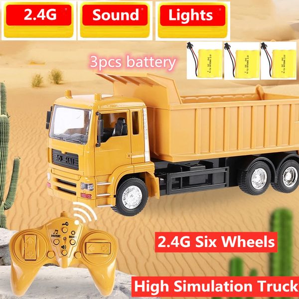 high simulation 2.4g remote control dump truck with light music sound six wheels driving programming demo engineering vehicle
high simulation 2.4g remote control dump truck with light music sound six wheels driving programming demo engineering vehicle