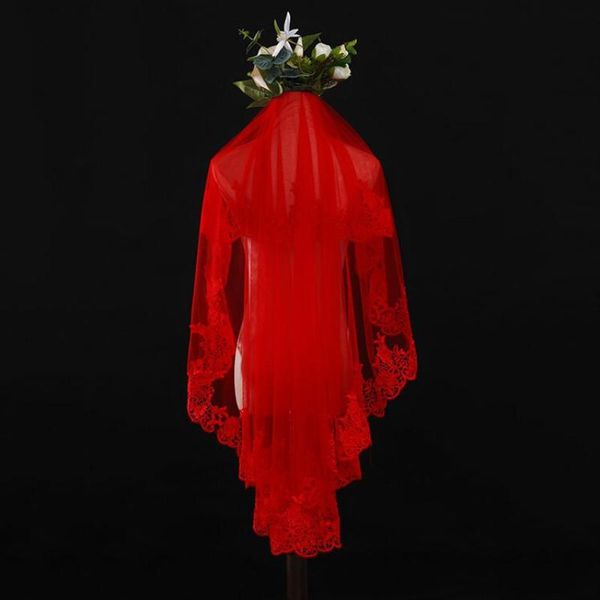 bridal veils two layer short red wedding veil without comb lace appliques bride accessories 1.5 meters sluier, Black
bridal veils two layer short red wedding veil without comb lace appliques bride accessories 1.5 meters sluier, Black
