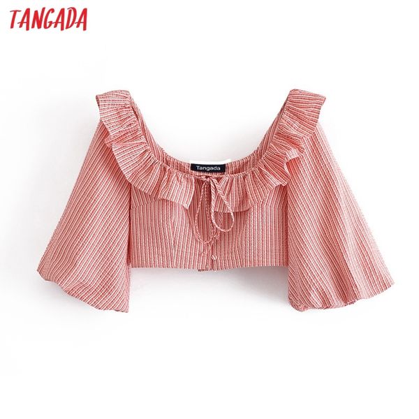 women retro striped print ruffles oversize collar lantern sleeve chic female short blouse shirt 3h246 210416, White
women retro striped print ruffles oversize collar lantern sleeve chic female short blouse shirt 3h246 210416, White