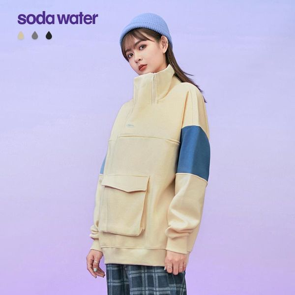 women's hoodies & sweatshirts sodawater half zip patch fleece sweatshirt for women winter warm high collar oversized female cotton pull, Black
women's hoodies & sweatshirts sodawater half zip patch fleece sweatshirt for women winter warm high collar oversized female cotton pull, Black