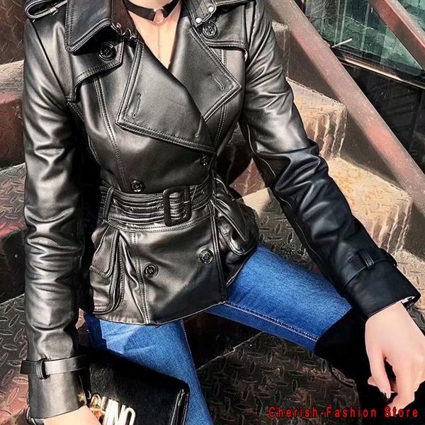 women's leather & faux style vintage basic slim femal jackets double-breasted pu motorcycle black women soft coats with belt
women's leather & faux style vintage basic slim femal jackets double-breasted pu motorcycle black women soft coats with belt
