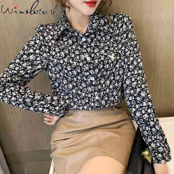 women's blouses & shirts spring fall european style loose floral blouse fashion elegant women print button shirt casual all match, White
women's blouses & shirts spring fall european style loose floral blouse fashion elegant women print button shirt casual all match, White
