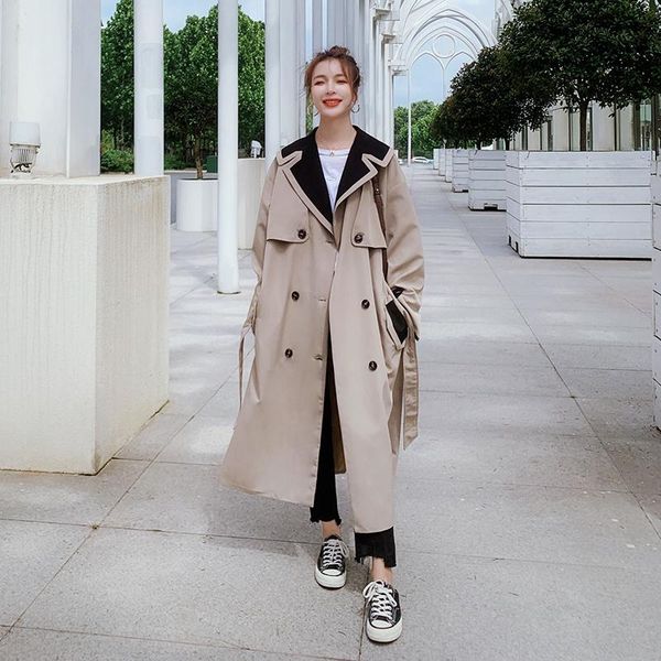 women's trench coats coat female elegant chic plus long spring autumn big size korean loose windbreaker casual cotton ladies cloak, Tan;black
women's trench coats coat female elegant chic plus long spring autumn big size korean loose windbreaker casual cotton ladies cloak, Tan;black