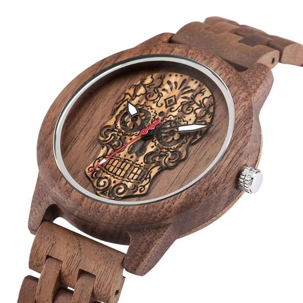 wristwatches punk skull dial walnut/ebony wood bangle quartz wrist watch red seconds luminous hands men's wooden bracelet timepiece mal, Slivery;brown
wristwatches punk skull dial walnut/ebony wood bangle quartz wrist watch red seconds luminous hands men's wooden bracelet timepiece mal, Slivery;brown