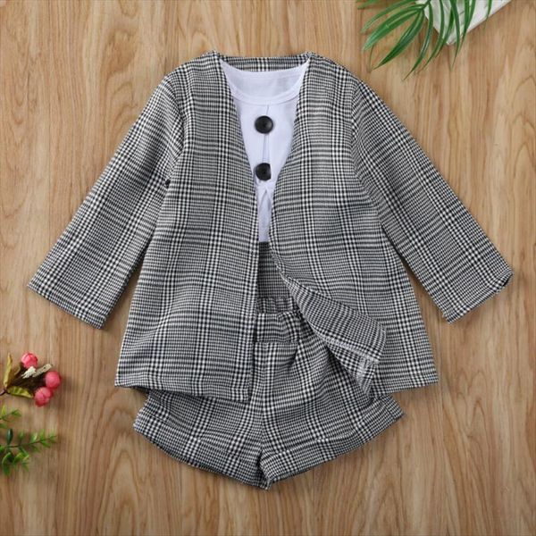 3pcs 1 6y infant baby girls kids clothes sets formal outfit short sleeve pants plaid coat childrens clothing, White
3pcs 1 6y infant baby girls kids clothes sets formal outfit short sleeve pants plaid coat childrens clothing, White