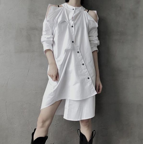 casual dresses chic women irregular white dress femme hip hollow out shoulder lady loose cotton, Black;gray
casual dresses chic women irregular white dress femme hip hollow out shoulder lady loose cotton, Black;gray