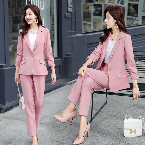 women's suits 2021 autumn temperament commuter fashion feet pants trousers wild elegant two-piece suit two piece, White
women's suits 2021 autumn temperament commuter fashion feet pants trousers wild elegant two-piece suit two piece, White