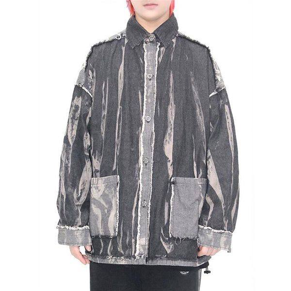 men's jackets denim jacket male 2021 spring and autumn personality washed stitching fashion casual lapel, Black;brown
men's jackets denim jacket male 2021 spring and autumn personality washed stitching fashion casual lapel, Black;brown